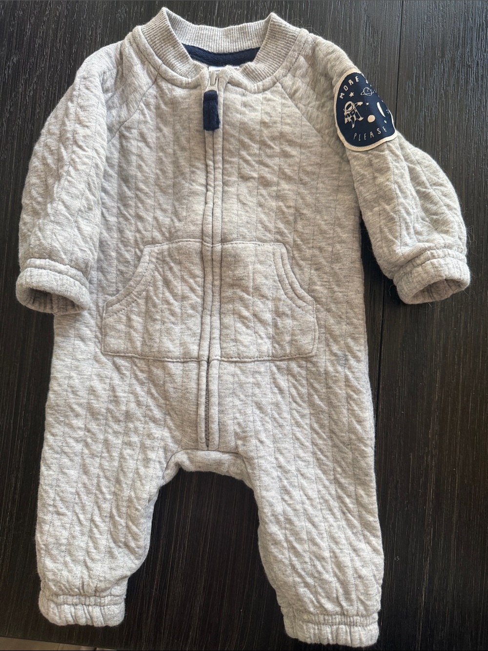 Space suit Gray Quilted Baby One-Piece